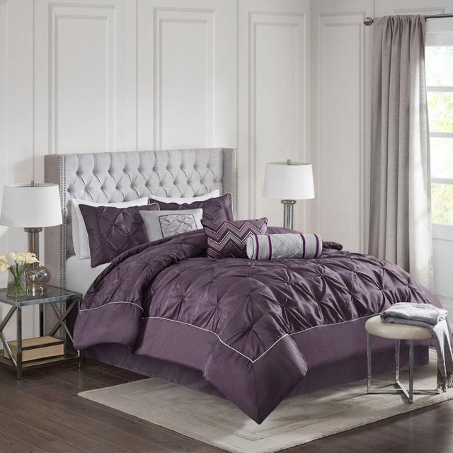 Madison Park Laurel 7-Piece King Comforter Set in Plum
