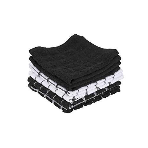 Ritz 100% Terry Cotton, Highly Absorbent Dish Cloth Set, 12” x 12”, 6-Pack, Black