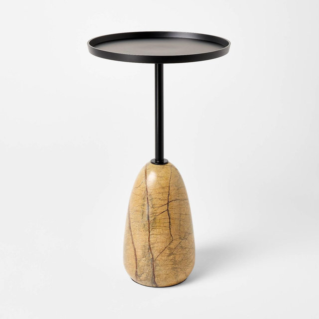 Marble Drink Table with Metal Top - Threshold™ designed with Studio McGee: Round Accent Table, No Tools Assembly