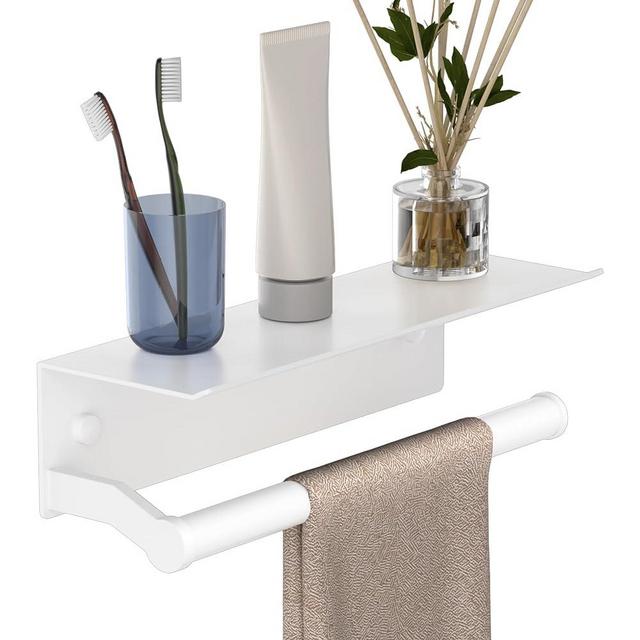 Dr.DJ Toilet Paper Holder with Shelf, Paper Towel Holder for Bathroom Organizer & Storage Wall Mount, Tissue Roll Holder, RV Toilet Paper Holder with Adhesive & Screw White