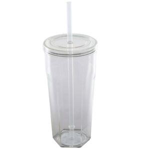 20oz Plastic Tumbler with Screw Top Lid and Straw