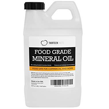 Thirteen Chefs Food Grade Mineral Oil for Cutting Boards, Countertops and Butcher Blocks - Food Safe and Made in The US 64oz, Half Gallon