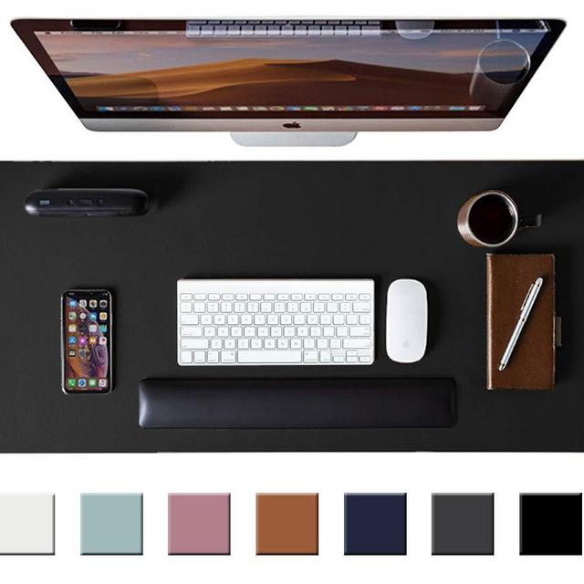 Leather Desk Pad Protector,Mouse Pad,Office Desk Mat, Non-Slip PU Leather Desk Blotter,Laptop Desk Pad,Waterproof Desk Writing Pad for Office and Home (Black,31.5" x 15.7")