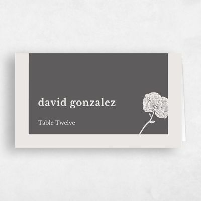 Charcoal, Grey Wedding Place Card - Catania