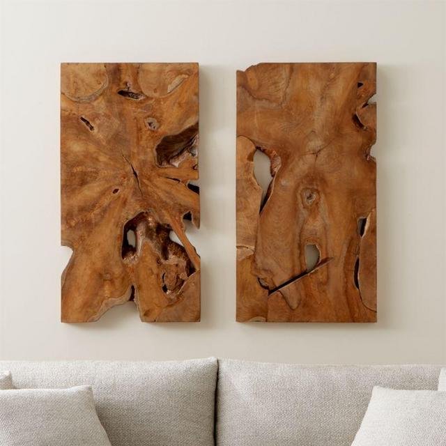Slice Teak Wall Art Set of Two