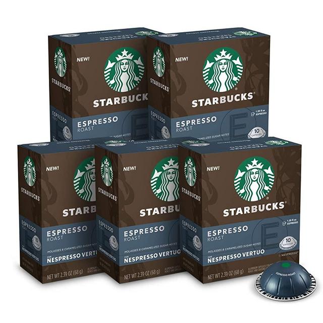 Starbucks by Nespresso Capsules for Vertuo Machines — Dark Roast — 5 boxes pods total, Espresso Roast, 50 Count
