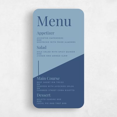 Blue Rounded Wedding Menu - Incanta