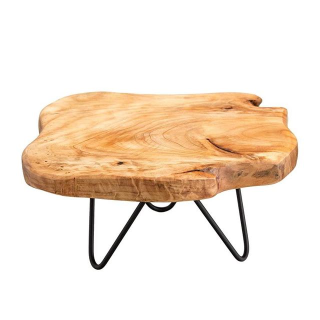 TJ Global Natural Edge Wooden Stand with Hairpin Legs for Displaying Cakes, Plants, Candles, Decor (L10 x W9 x H5)