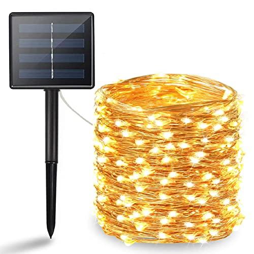 BHCLIGHT Solar String Lights Outdoor, Upgraded 200 LED Waterproof Solar Lights with Bigger Solar Panel, Solar Fairy Lights Outdoor Decoration for Garden, Yard, Patio, Lawn -Warm White (Copper Wire)