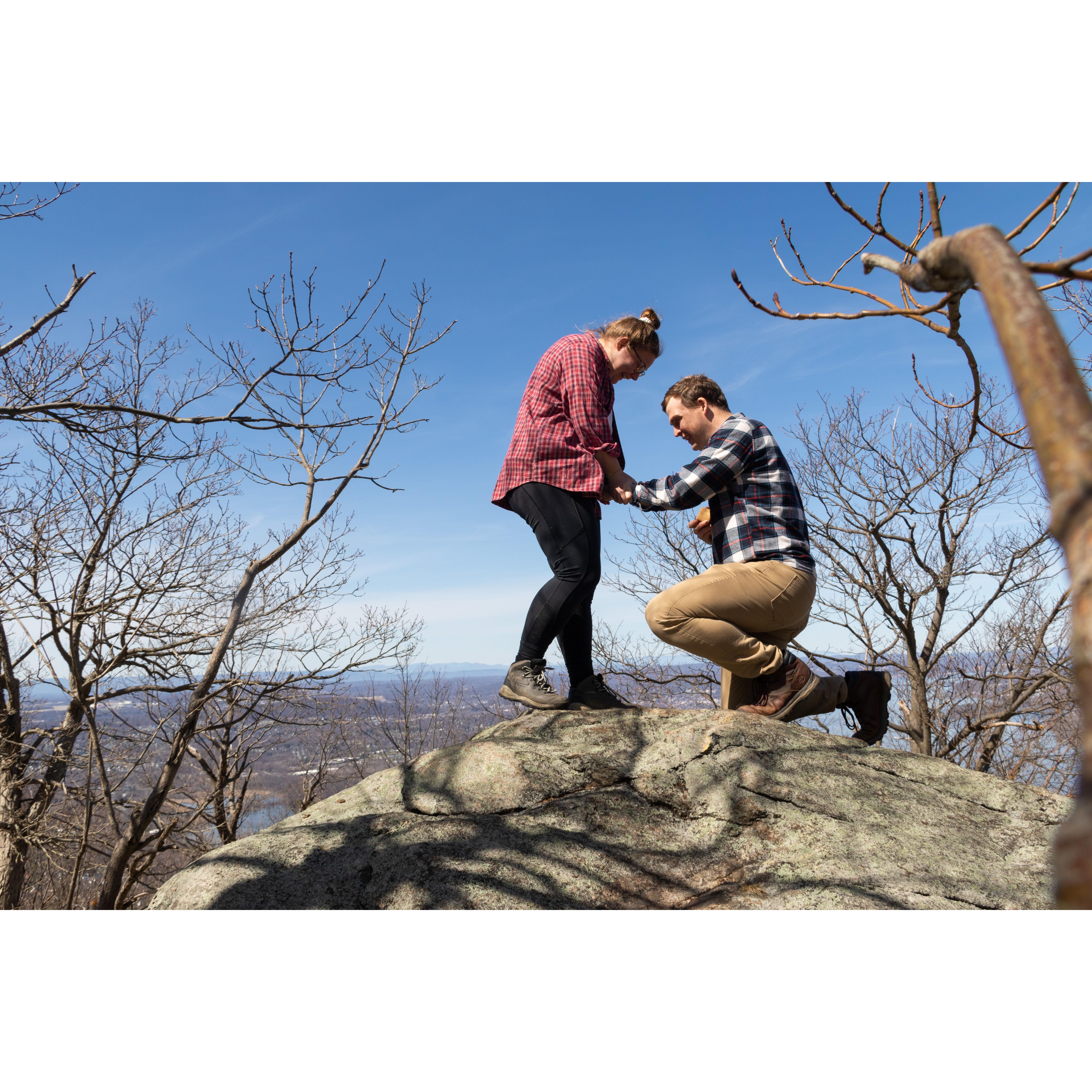 On top of Storm King Mountain for our engagement!