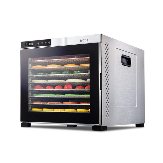 Ivation 10 Stainless Steel Tray Food Dehydrator for Snacks & Jerky