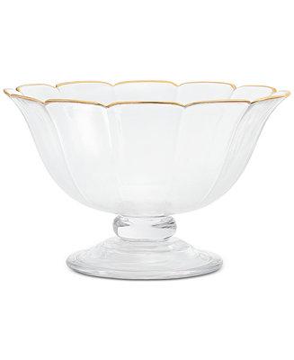 Martha Stewart Collection Footed Serve Bowl with Gold Edge, Created for Macy's