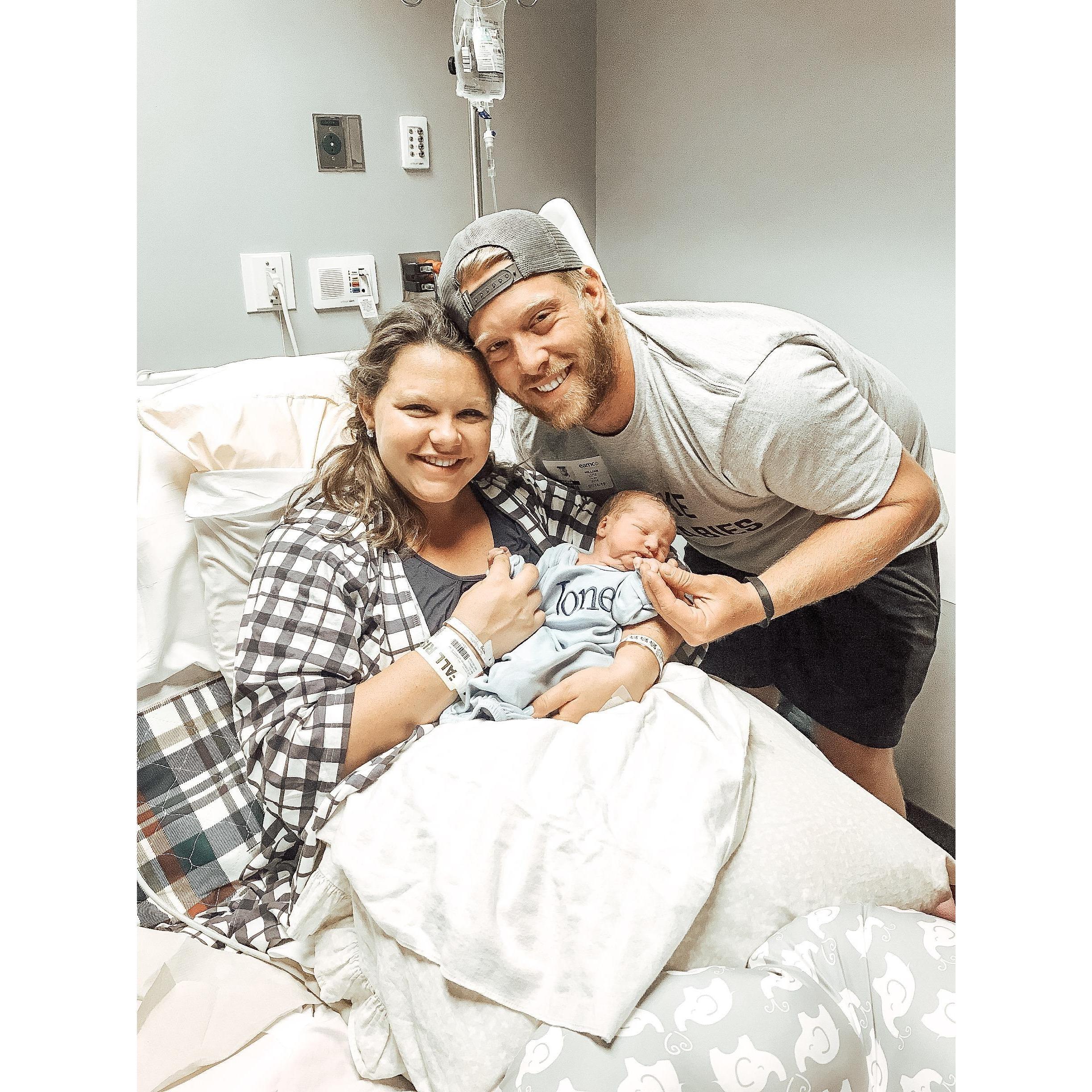 The moment that Jordan and Thomas became parents to their bundle of joy, Jones Preston Lutz.