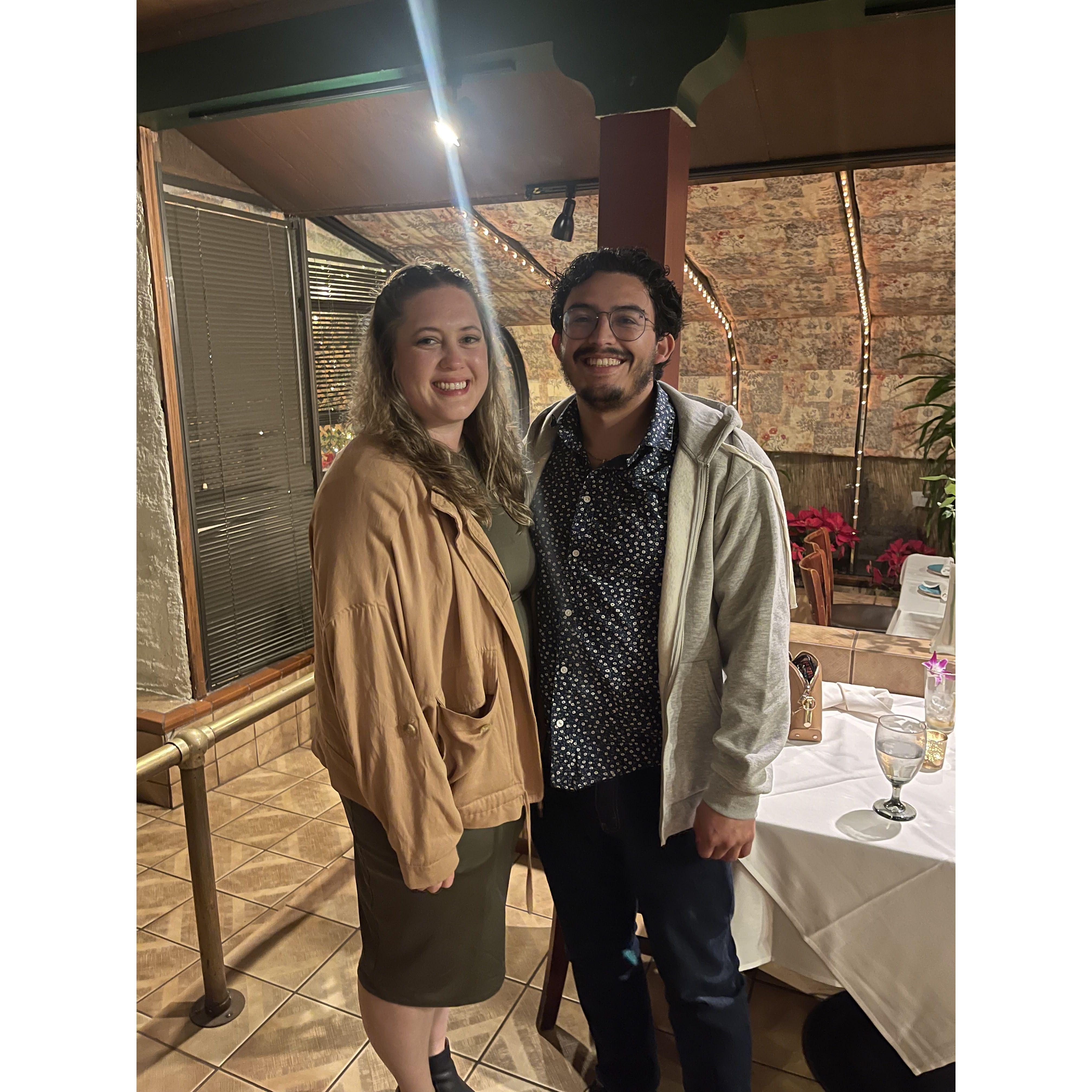 Our first year anniversary. We had gone to Color Me Mine and hung out with our dogs.