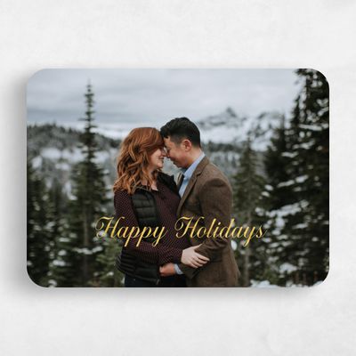 White Rounded Holiday Card - Hughes Foil