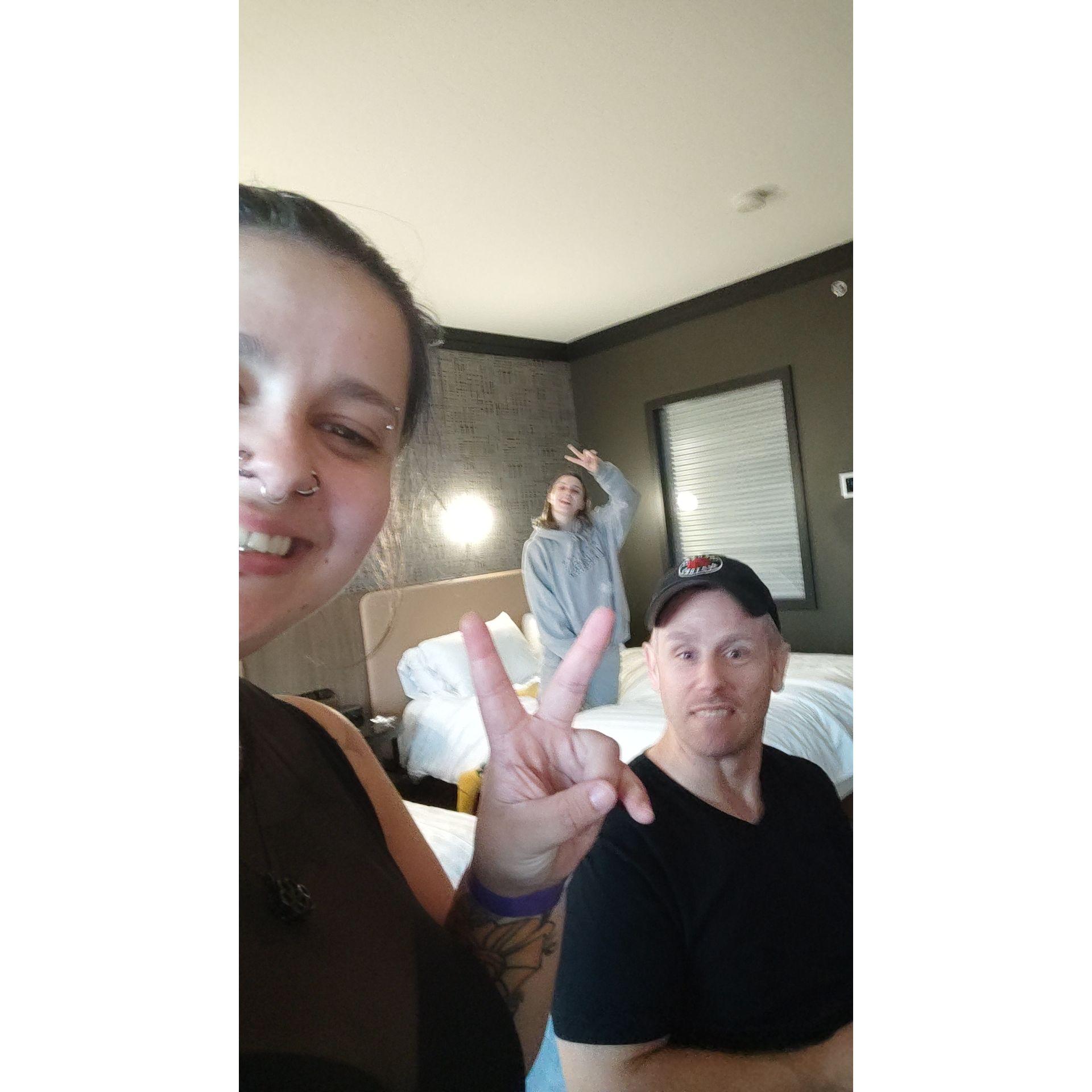 Justin and Zoey in our hotel room at my Nationals competition!!!