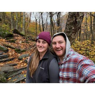 Last selfie taken on a hike in Vermont before Kyle proposed at the top of the mountain.
