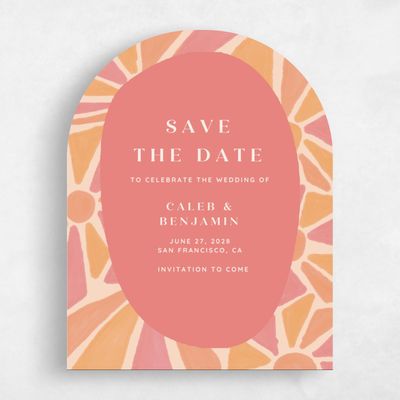 Pink Arch Wedding Save the Date - Barcelona Portrait