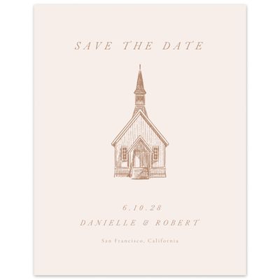 Camel, Beige Wedding Digital Save the Date - Rustic Church Portrait