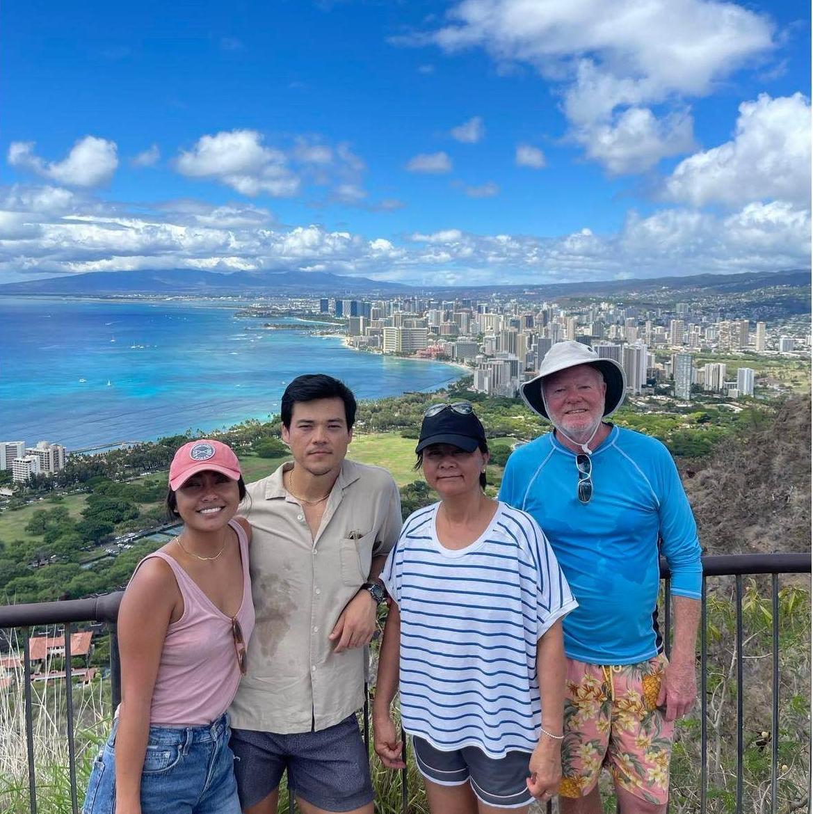 Diamond Head hike in the Hawaiian heat with Britt's parents Susanna and Greg.