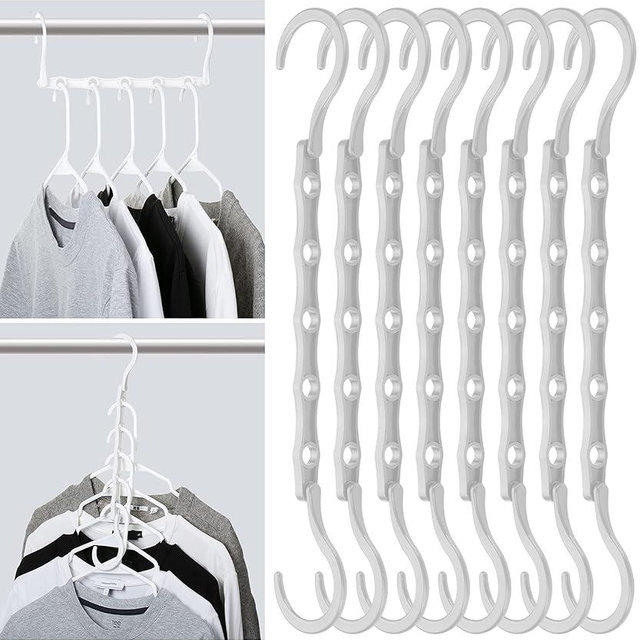 Mr. Pen- Space Saving Hangers for Clothes, 8 Pack, White Space Saver Hangers, Shirt Hangers Space Saving, Clothes Hanger Organizer, Hanger Space Saver, Multi Hanger, Magic Hangers