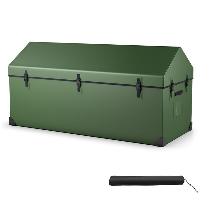Costway Waterproof Outdoor Storage Box 174 Gallon Outdoor Tarpaulin Deck Box with Ventilated Window Corner Protector