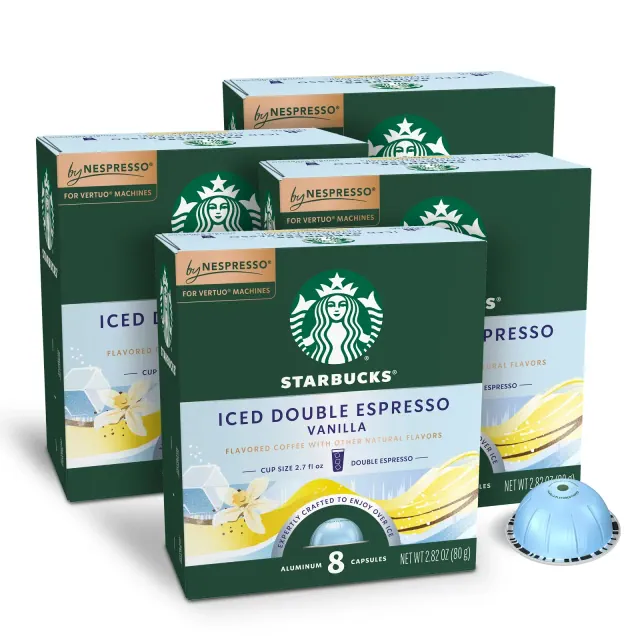 Starbucks by Nespresso Vertuo Line Iced Double Espresso Vanilla Flavored Light Roast Coffee Pods - 32ct