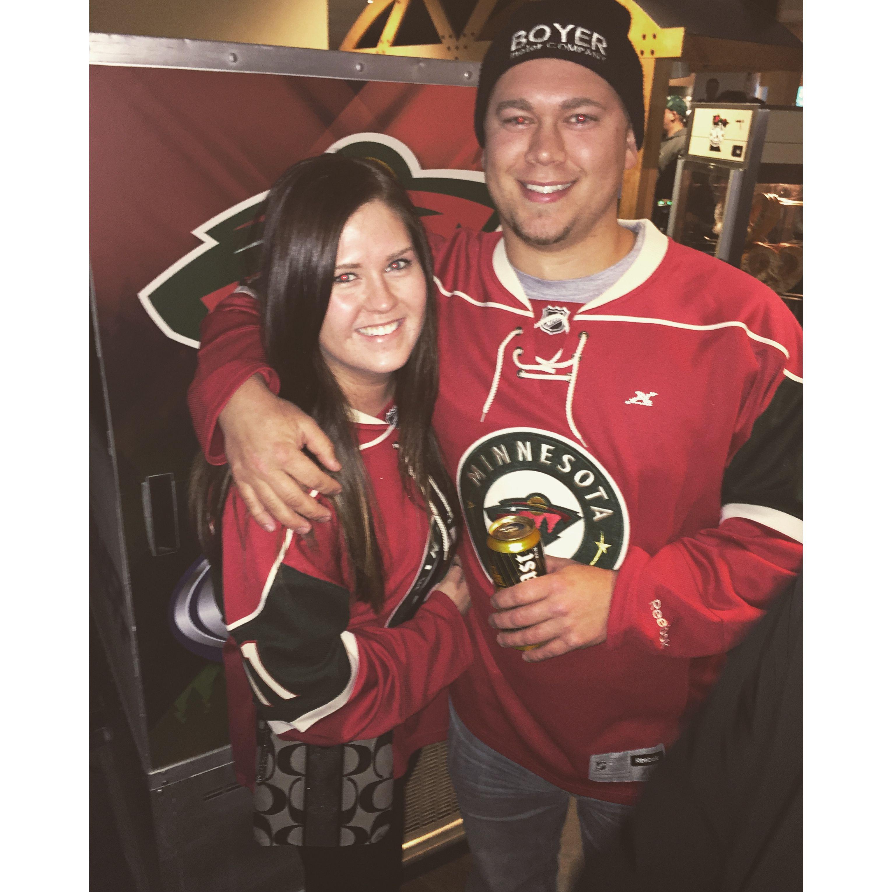 Our first photo together - We met in November and went to a MN Wild game in January