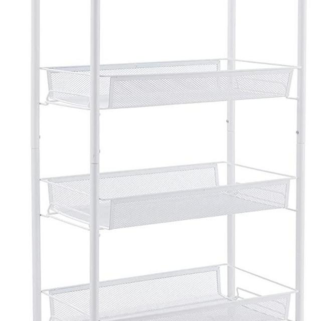 JANE EYRE Rolling Utility Storage Rack Cart on Wheels, Trolley Carft cart, Multi-Purpose Organizer Shelf (White, 4 Tier)
