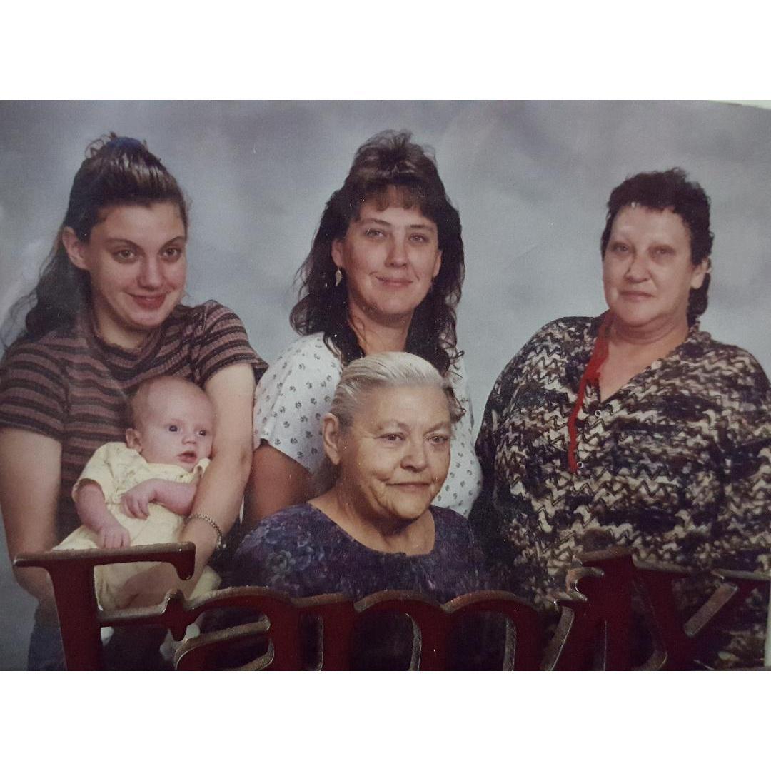 Debra's Grandmother Eula, mother Gale, daughter Christal and grandson Michael