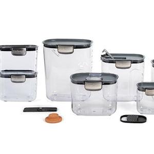 ProKeeper+ Airtight Food Storage Container Set – Clear Plastic Flour and Sugar Canister Set with Magnetic Accessories for Kitchen Organization (Grey, 13-Piece)