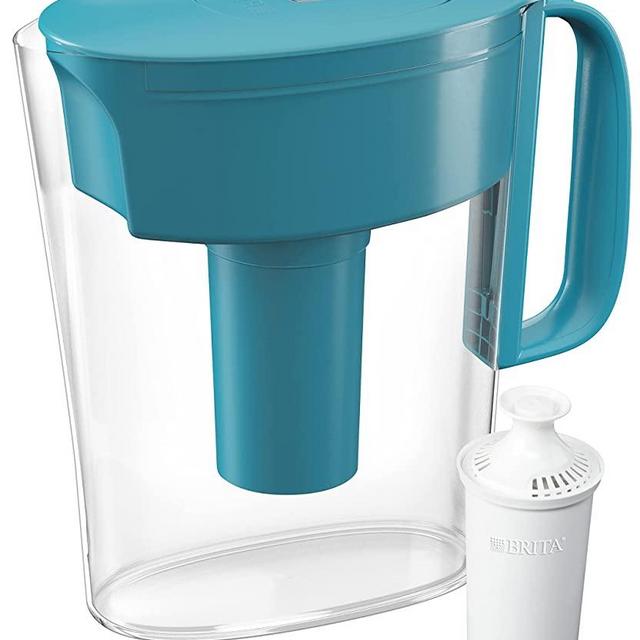 Brita Small 6 Cup Water Filter Pitcher with 1 Standard Filter, Made Without BPA, Metro, Turquoise (Package May Vary)