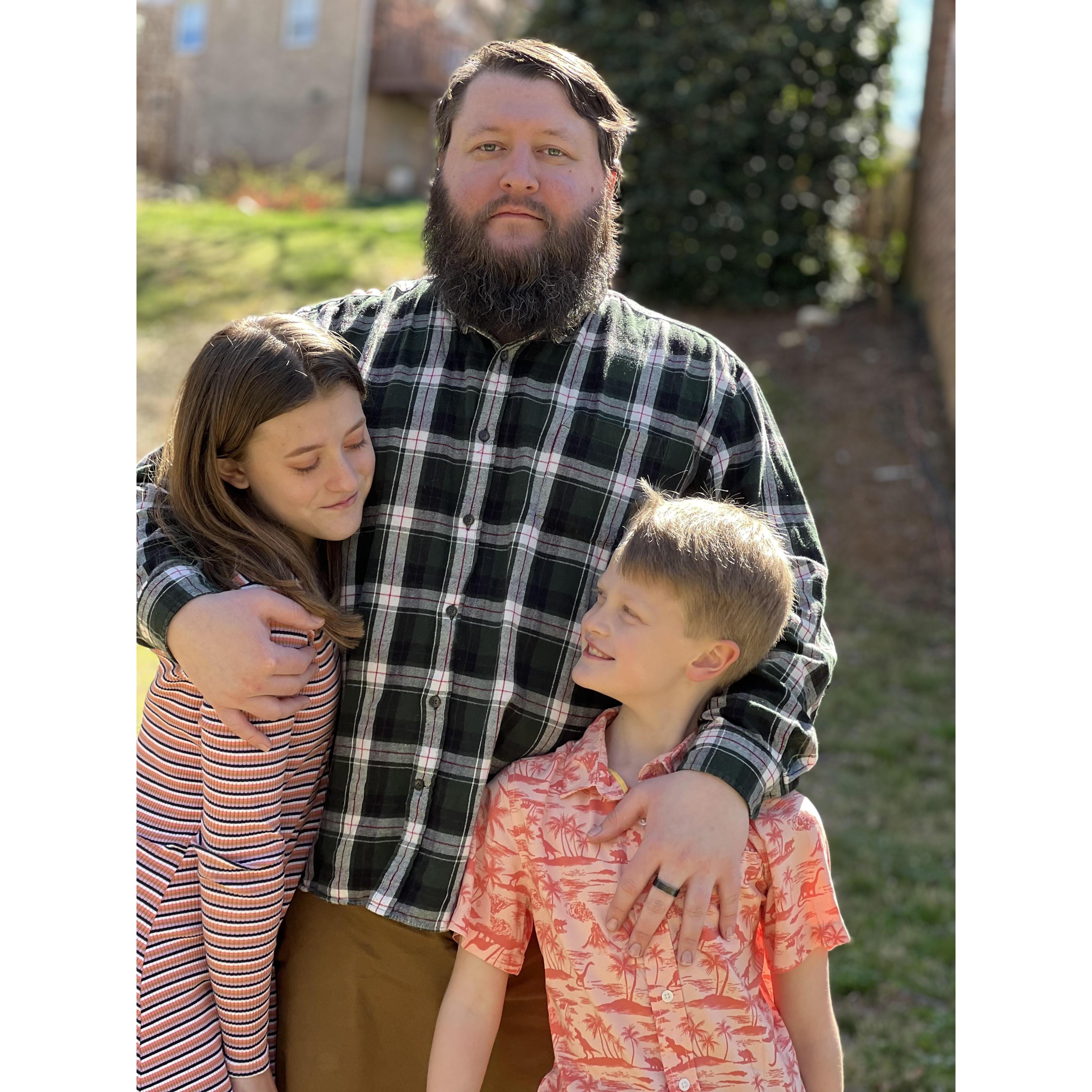 Adam with the kids.