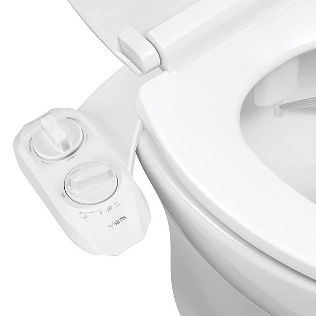 LUXE Bidet NEO 185 Plus – Next-Generation Bidet Toilet Seat Attachment with Innovative EZ-Lift Hinges, Dual Nozzles, and 360° Self-Cleaning Mode (White)
