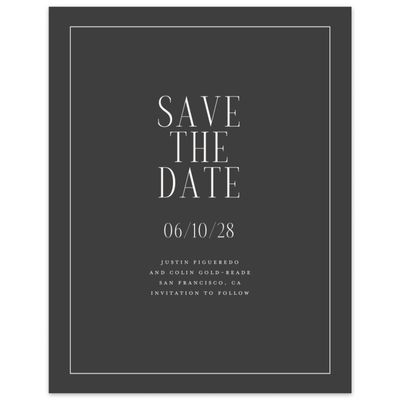 Black Simple Wedding Digital Save the Date - Vence Portrait