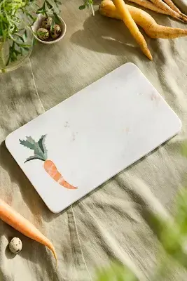 Carrot Inlay Marble Serving Board