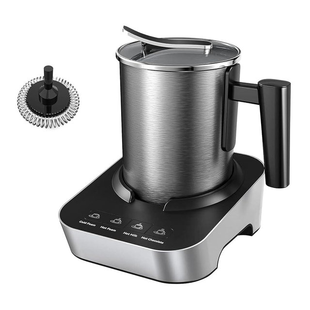 FUNLAVIE Electric Milk Frother and Steamer 4-in-1 with Stainless Steel Pitcher Cup(400ml/13.5oz), Auto Shut-Off, Hot & Cold Foam Maker and Milk Warmer for Coffee Cappuccinos, Dishwasher Safe
