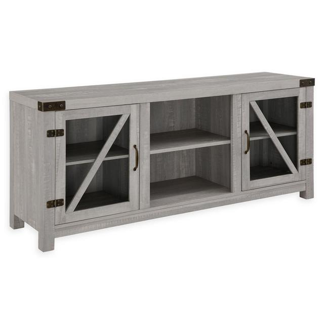 Forest Gate 58-Inch Wheatland Rustic Farmhouse TV Stand in Stone Grey