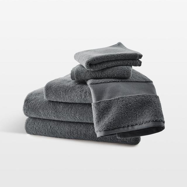 Slate Grey Organic Turkish Cotton Bath Towels, Set of 6