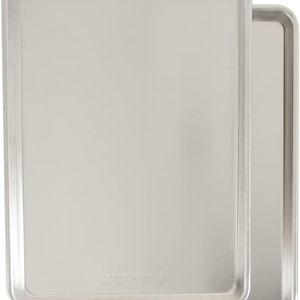 Nordic Ware Naturals Half Sheet - USA Made Aluminum Commercial Quality Sheet Pan for Baking or Roasting, Encapsulated Galvanized Steel Rim Prevents Warping, 2-Pack