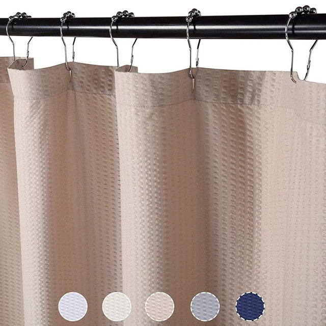 CAROMIO Water Repellent Soft Microfiber Fabric Shower Curtain or Liner for Bathroom, Decorative Embossed Pattern, Taupe, 72x72 Inches