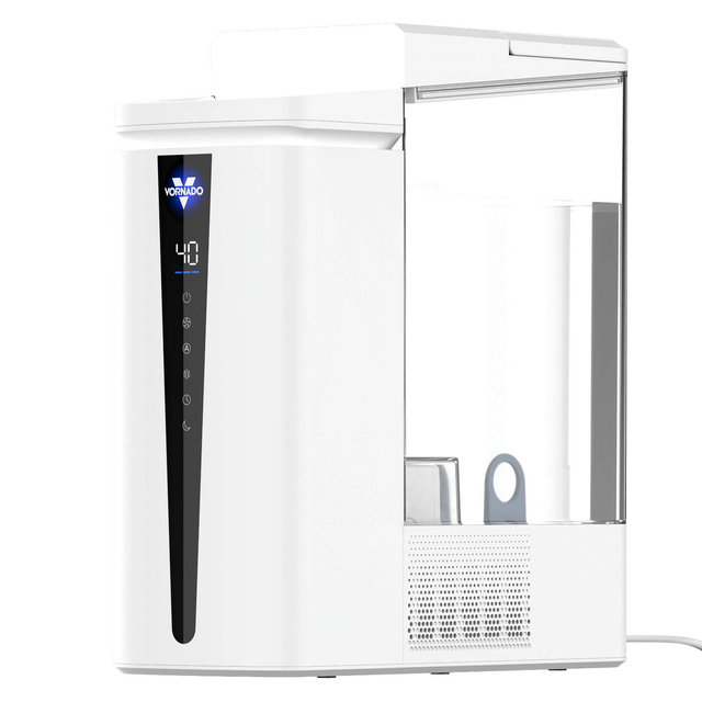 Vornado MISTIC 8 Ultrasonic 2gal Humidifier with Top-Fill Cool and Warm Mist Aromatherapy for 700 sq ft Room and Auto Humidistat Scent Pads White