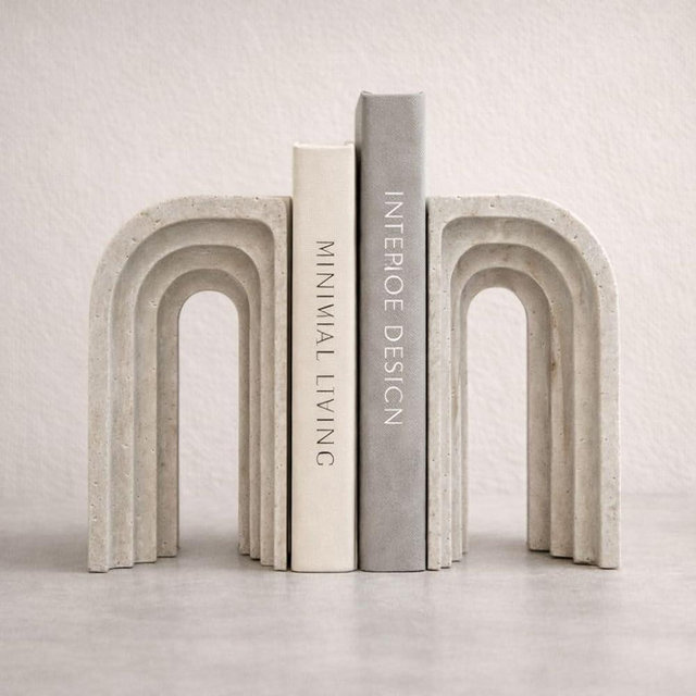 Decorative Bookends for Shelves – Book Ends for Heavy Books, Heavy Duty Stone Book Holder, Modern Home Office Decor, Non-Slip Base, Gift Box Included, Set of 2