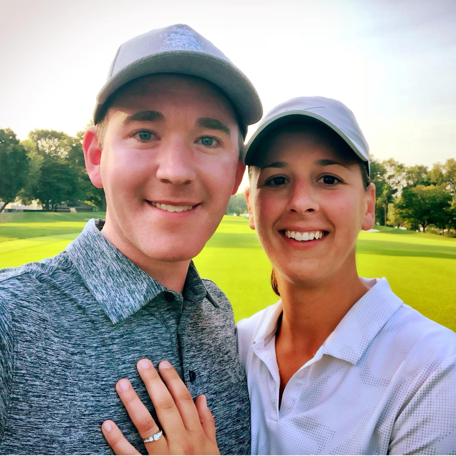 After saying "I do" on the fairway of the first hole.
