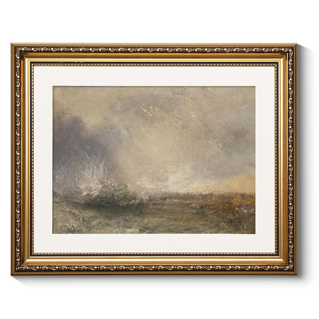 ARPEOTCY Vintage Gold Framed Wall Art, Nature Abstract Storm Seascape Paintings, Canvas Pictures Prints Artwork with Antique Frame, Wall Decor for Living Room Bedroom Bathroom, 13x16 inch