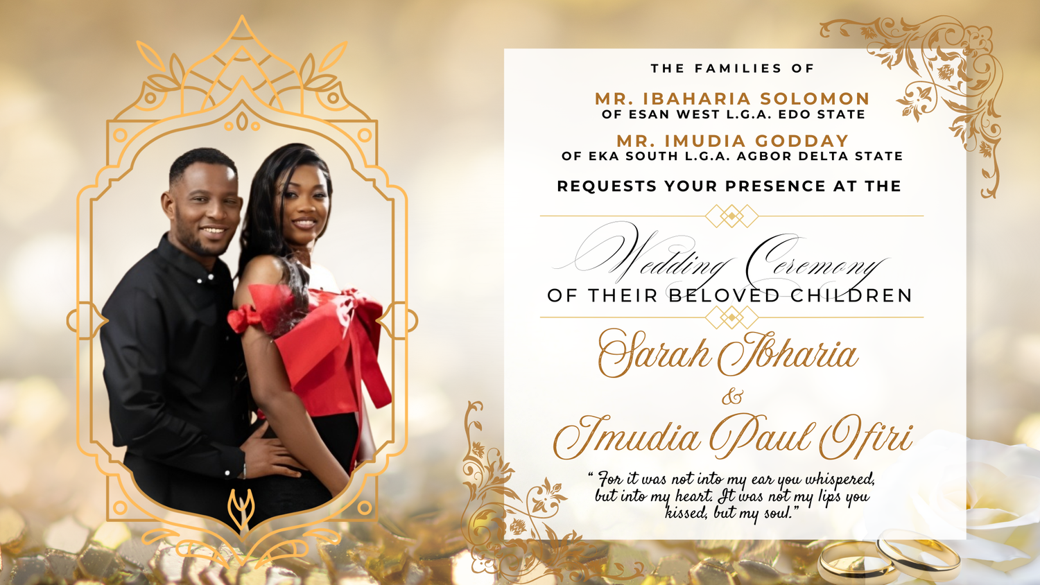 The Wedding Website of Ofiri Imudia and Sarah Ibharia