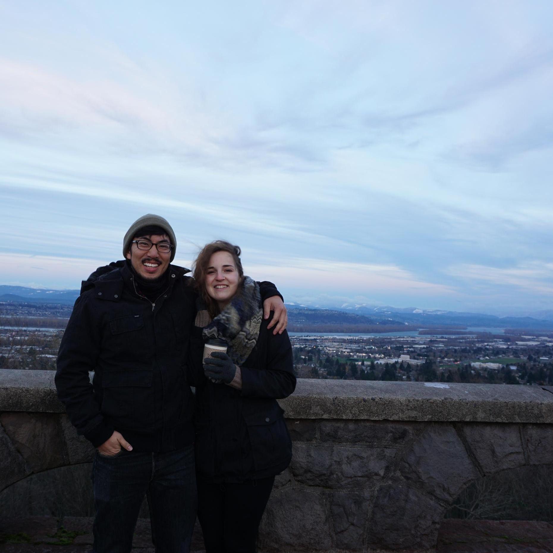 A cold vista at Powell Butte in Portland, right after one of the many times Ilana picked Spencer up from the airport.