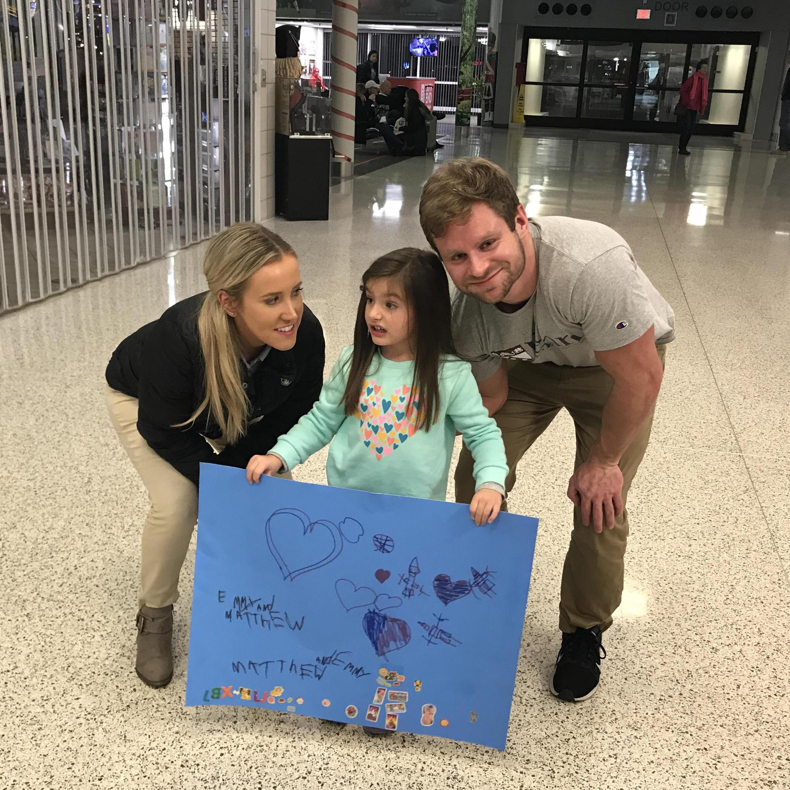 We always have the best welcome committee when arriving at the South Bend, IN, airport!