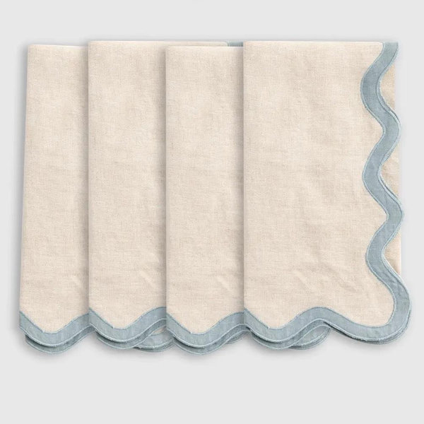 European Linen Scallop Edge Napkins (Set of 4)