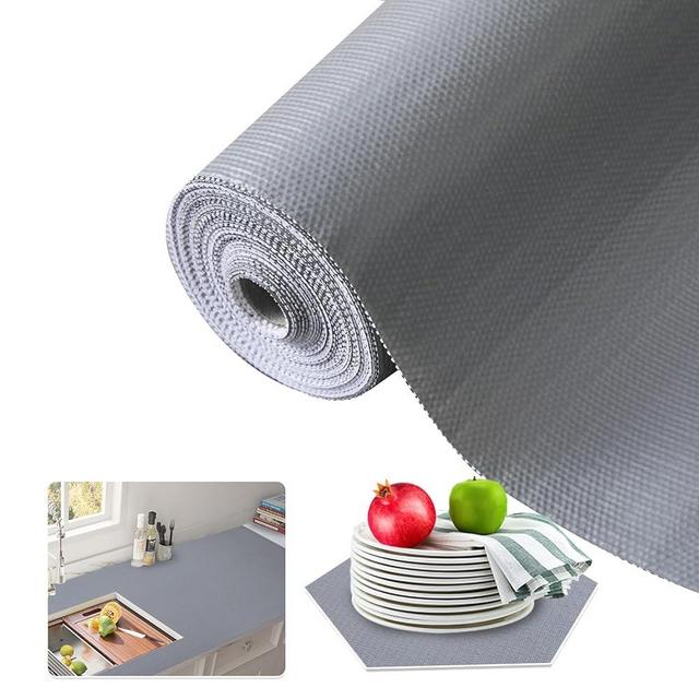 Beautysaid Shelf and Drawer Liner for Kitchen Cabinet, Non Adhesive Non Slip Shelf Paper Waterproof Washable Thickened for Dresser Pantry Shelve Bathroom Protector Liner(Gray,12 in x 20FT)